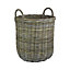 Red Hamper RA010/1 Rattan Medium Tall Round Fireside Grey Rattan Log Basket