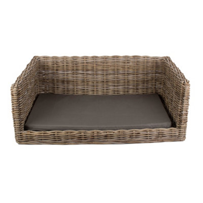 Red Hamper RA016 Rattan Large Luxury Rattan Dog Sofa Bed - Dog Crate Rattan Single Sofa