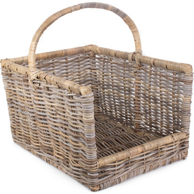 Red Hamper RA020 Rattan Large Kubu Grey Rattan Open Ended Log Basket Price Comparisons | Compare The Build