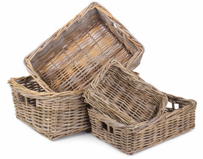 Red Hamper RA021-024 Rattan Shallow Kubu Grey Rattan Rectangular Basket ...