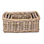 Red Hamper RA021-024 Rattan Shallow Kubu Grey Rattan Rectangular Basket Set 4