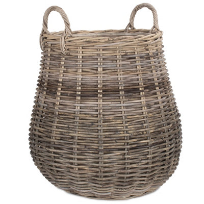 Red Hamper RA025 Pot-Bellied Hessian Lined Rattan Log Basket Price Comparisons | Compare The Build