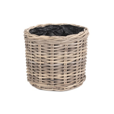 Red Hamper RA030/2 Rattan Large Rattan Round Planter with Plastic Lining