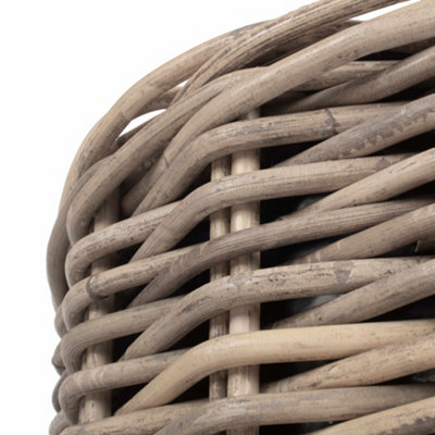 Red Hamper RA030 Rattan Set of 2 Rattan Round Planter with Plastic Lining
