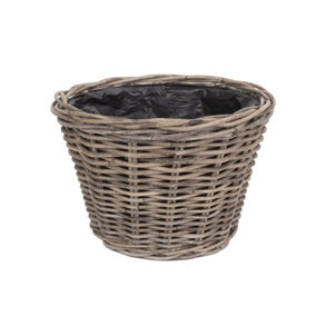 Red Hamper RA031/1 Rattan Small Tapered Rattan Round Planter with Plastic Lining
