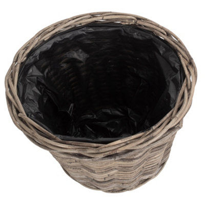 Red Hamper RA031/1 Rattan Small Tapered Rattan Round Planter with Plastic Lining