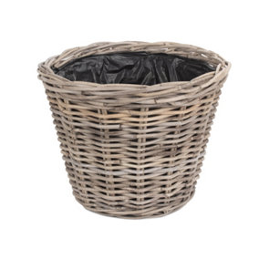 Red Hamper RA031/2 Rattan Large Tapered Rattan Round Planter with Plastic Lining