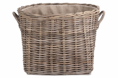 Red Hamper RA036 Rattan Grand Rattan Hessian Lined Log Basket