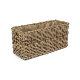 Red Hamper RA038 Rattan Small Under Bench Basket With Cordura Lining