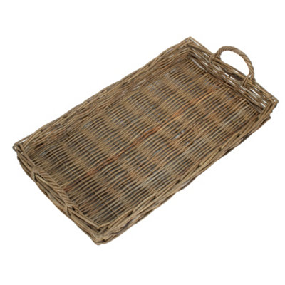 Red Hamper RA046 Wicker Large Rectangular Rattan Serving Tray