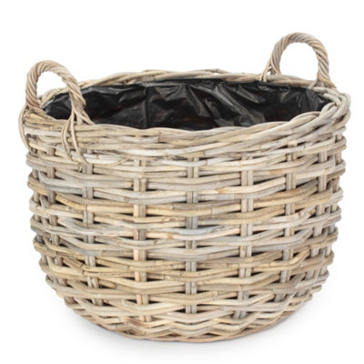 Red Hamper RA047L/1 Curved Base Rattan Planter With Plastic Lining
