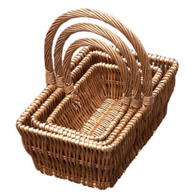 Red Hamper S008/HOME Wicker Set of 3 Rectangular Gift Shopping Baskets