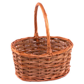 Red Hamper S043/HOME Wicker Small Rustic Oval Shopping Basket