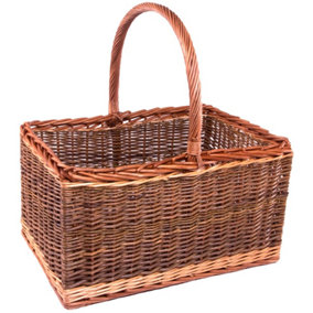 Red Hamper S051G/HOME Wicker Bakers Shopping Basket Green Finish