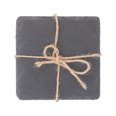 Red Hamper SL001 Slate Drinks Square Slate Coaster Set 4