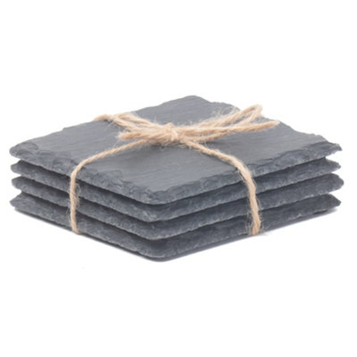 Red Hamper SL001 Slate Drinks Square Slate Coaster Set 4