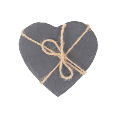 Red Hamper SL002 Slate Drinks Heart-Shaped Slate Coaster Set 4