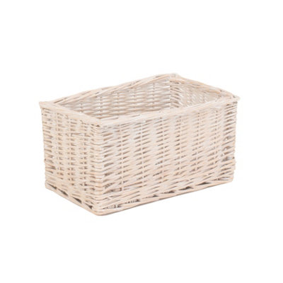 Red Hamper ST002-01 Wicker White Wash Storage Open Basket Small