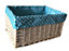 Red Hamper ST002B-03 Wicker Blue Spotty Lined Open Storage Basket Large