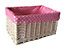 Red Hamper ST002P/2 Wicker Medium Pink Spotty Lined Storage Basket