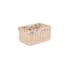 Red Hamper ST002R/2 Wicker Medium Antique Wash Garden Rose Lined Storage Basket