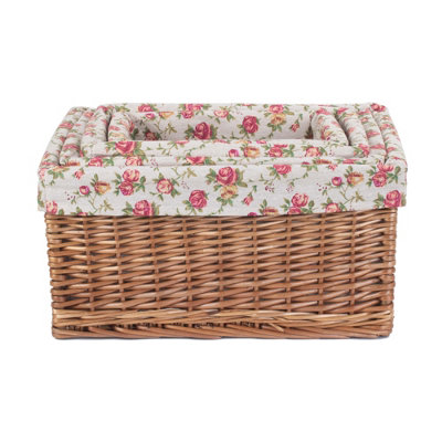 Red Hamper ST018R Wicker Set of 4 Double Steamed Garden Rose Willow Storage Baskets