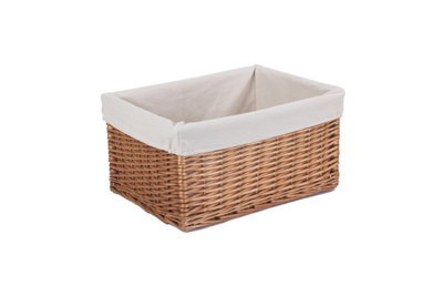 Lined Double Steamed Wicker Storage Basket | Red Hamper - View #3