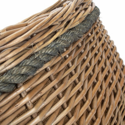 Red Hamper ST029 Wicker Large Oval Rope Handled Log Basket