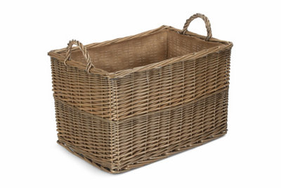 Red Hamper ST035/2 Wicker Large Antique Wash Rectangular Hessian Lined ...