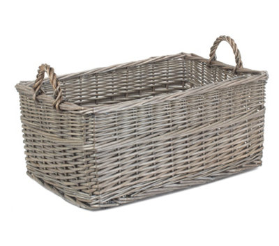 Red Hamper ST036/2 Wicker Medium Shallow Antique Wash Storage Basket