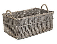 Red Hamper ST036/3 Wicker Large Shallow Antique Wash Storage Basket