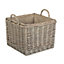 Red Hamper ST041 Wicker  Small Antique Wash Square Hessian Lined Log Basket