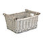 Red Hamper ST047 Wicker Medium Grey Wash Wooden Handled Storage Basket