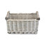 Red Hamper ST047 Wicker Medium Grey Wash Wooden Handled Storage Basket