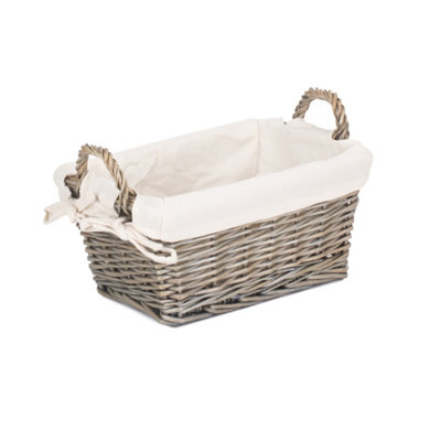 Red Hamper ST055W Wicker Small Antique Wash Handled Lined Storage Basket