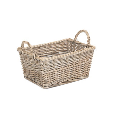 Red Hamper ST056 Wicker Medium Antique Wash Finish Handled Unlined Storage Basket