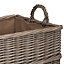 Red Hamper ST062 Wicker Small Rectangular Hessian Lined Log Storage Basket