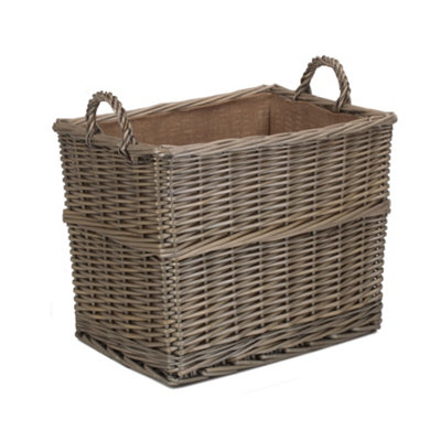 Red Hamper ST063 Wicker Medium Rectangular Hessian Lined Log Storage Basket Price Comparisons | Compare The Build