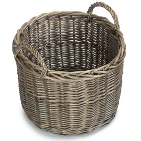 Red Hamper ST066 Brown Large Round Lined Straight-Sided Wicker Log Storage Basket