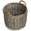 Red Hamper ST066 Wicker Large Round Lined Straight-Sided Log Storage Basket