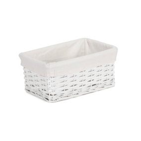 Red Hamper ST067W/1 Wicker Small White Cotton Lined Storage Basket