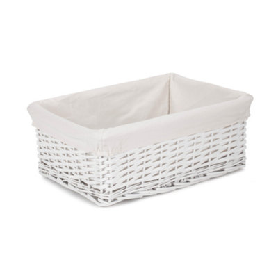 Red Hamper ST067W/3 Wicker Large White Cotton Lined Storage Basket