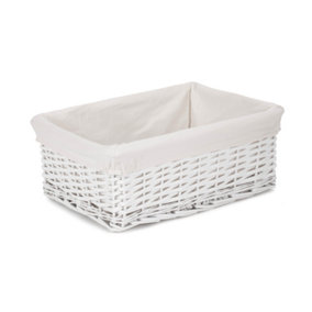 Red Hamper ST067W/3 Wicker Large White Cotton Lined Storage Basket