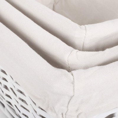 Red Hamper ST067W White Lining Set of 3 White Wicker Storage Basket