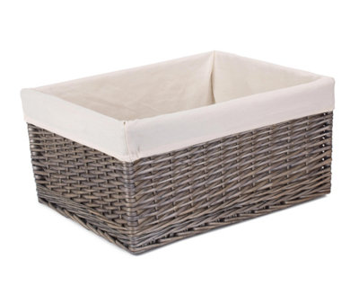 Red Hamper ST068W Wicker Jumbo Antique Wash Lined Storage Basket | DIY ...