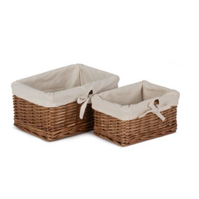 Red Hamper ST075 Wicker Set of 2 Autumn Double Steamed Willow Tray with Lining