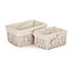 Red Hamper ST077 Wicker Set of 2 White Wash Finish Cotton Lined Willow Tray