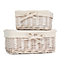 Red Hamper ST077 Wicker Set of 2 White Wash Finish Cotton Lined Willow Tray
