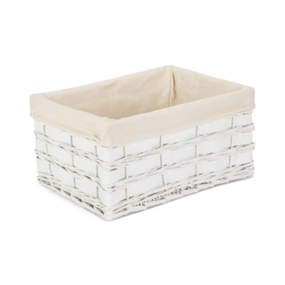 Red Hamper ST079W/3 Wicker Large White Scandi Storage Basket With White ...