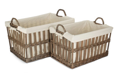 Red Hamper ST080 Wicker Set of 2 Malmo Openwork Laundry Storage Basket